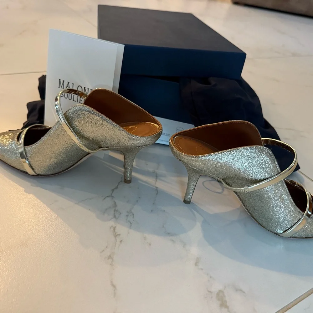 NIB Malone Souliers Glitter and Mirror Leather Shoes - Picture 4 of 10